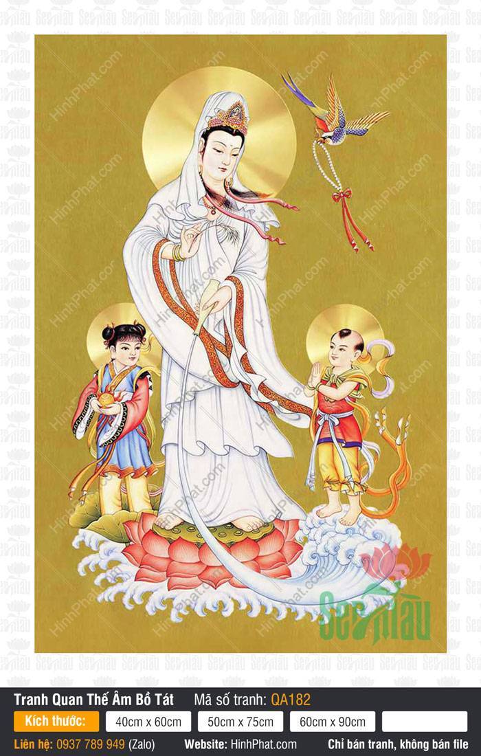 Hình Ảnh Quan Thế Âm Bồ Tát Đẹp Nhất QA182 Hình Ảnh Quan Thế Âm Bồ Tát Đẹp Nhất QA182 cùng hai thị giả