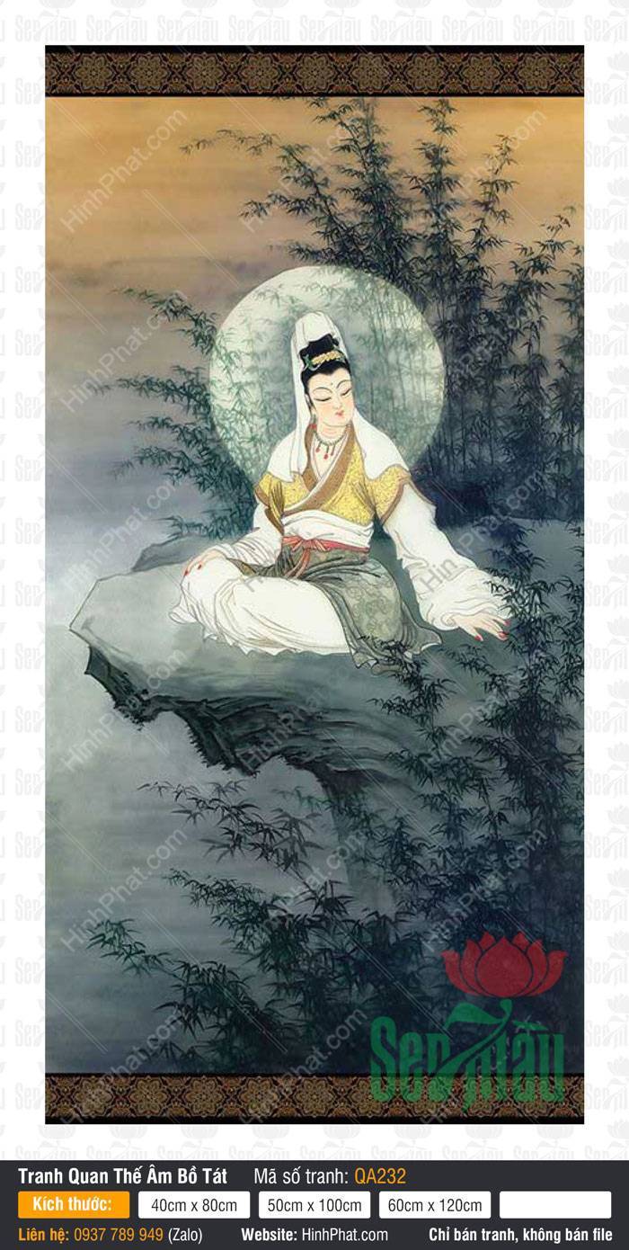Hình Ảnh Quan Thế Âm Bồ Tát Đẹp Nhất QA232 Hình Ảnh Quan Thế Âm Bồ Tát Đẹp Nhất QA232 an tọa mỏm đá ven rừng trúc