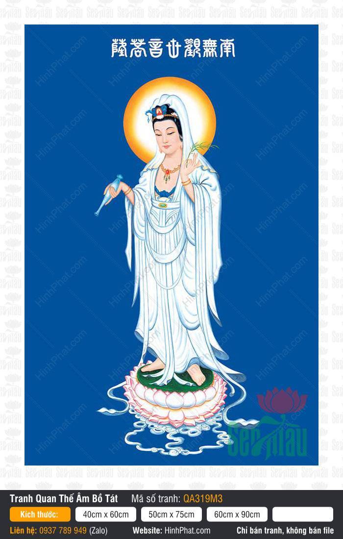 Hình Ảnh Quan Thế Âm Bồ Tát Đẹp Nhất QA319M3 Hình Ảnh Quan Thế Âm Bồ Tát Đẹp Nhất QA319M3 áo trắng ngự đài sen