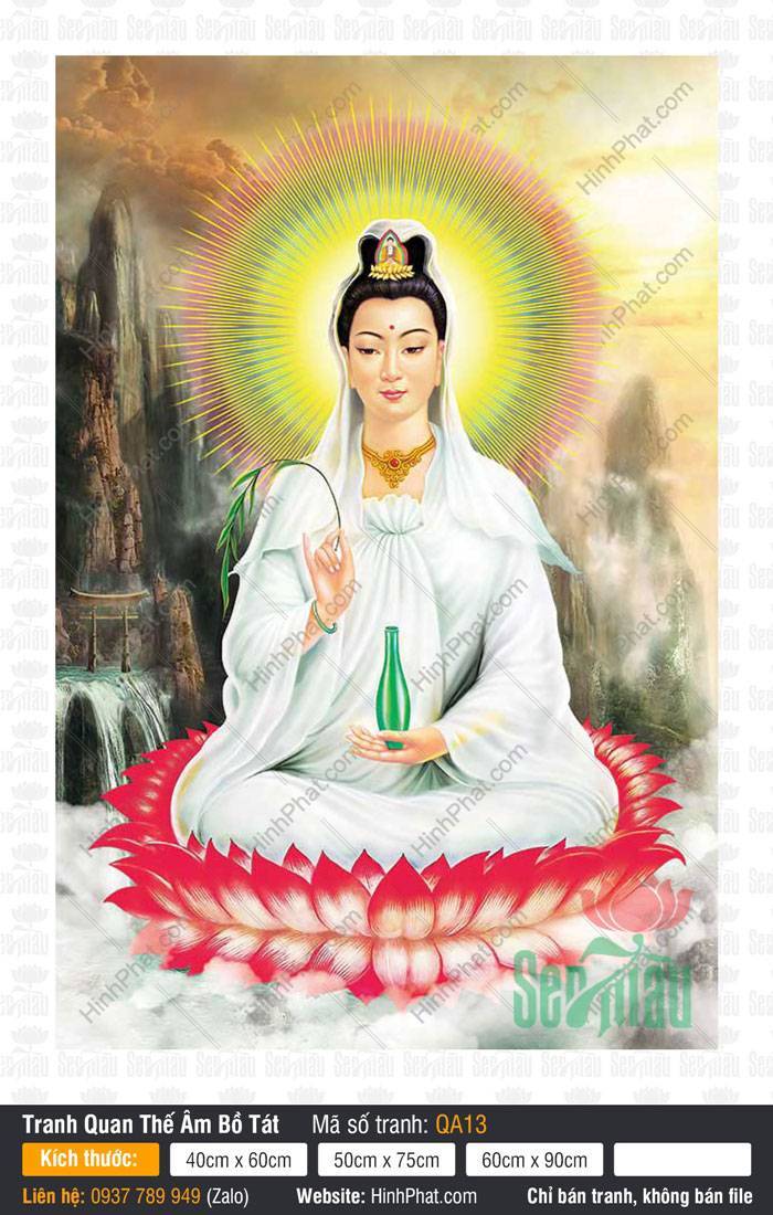 Hình Đẹp Nhất Về Phật Quan Âm Bồ QA13 Hình Đẹp Nhất Về Phật Quan Âm Bồ QA13 ngồi trên sen giữa núi thác