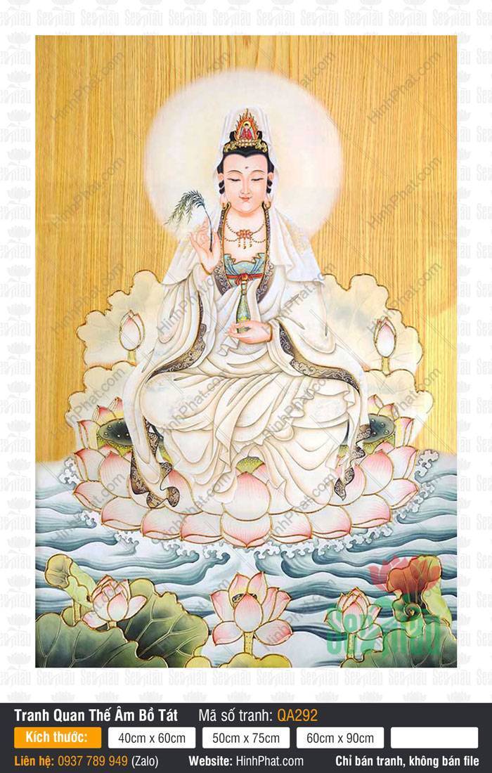 Hình Phật Quan Âm Bồ Tát Đẹp Nhất QA292 Hình Phật Quan Âm Bồ Tát Đẹp Nhất QA292 an tọa kiết già trên đài sen hồng đầm nước