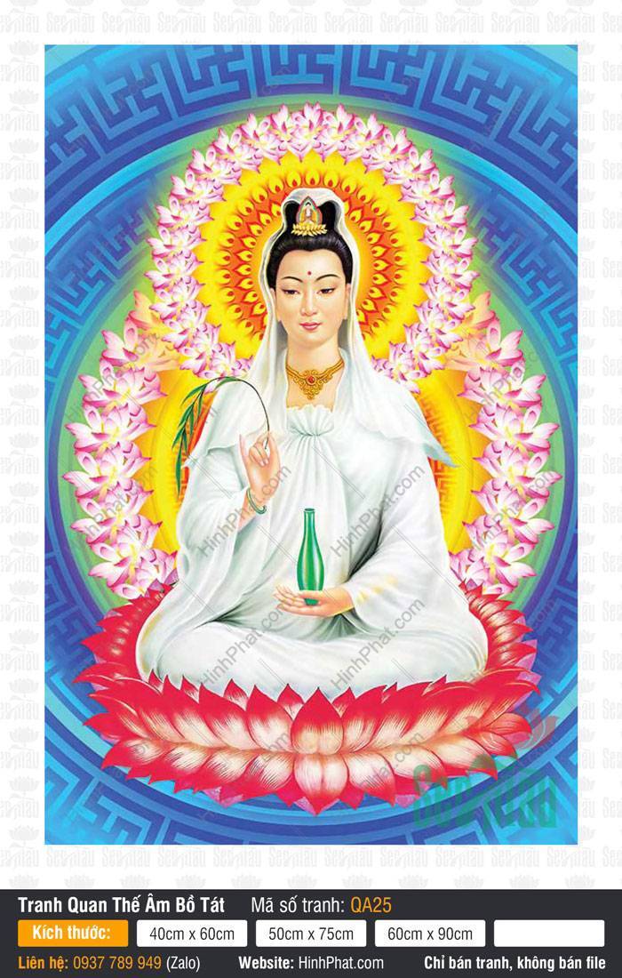 Hình Quan Thế Âm Bồ Tát Chất Lượng Cao QA25 Hình Quan Thế Âm Bồ Tát Chất Lượng Cao QA25 ngự đài sen hồng