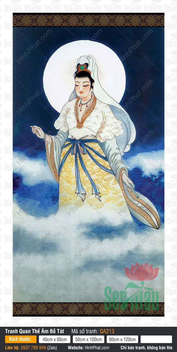 Tôn Ảnh Quan Thế Âm QA213 Tôn Ảnh Quan Thế Âm QA213 hiện thân giữa biển mây bồng bềnh tỏa sáng