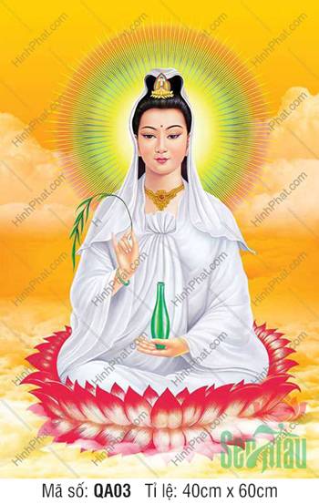 Đức Quan Thế Âm Bồ Tát QA03, Bồ Tát áo trắng ngự đài sen