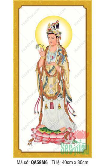 Hình Ảnh Bồ Tát Quán Thế Âm QA59M6, dáng đứng khoác áo vàng