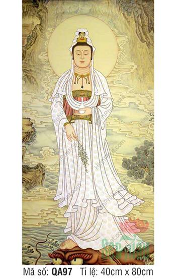 Hình Mẹ Quan Âm Đẹp Nhất QA97, Bồ Tát ngự đầu rồng cổ kính
