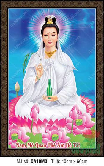 Hình Mẹ Quan Âm QA10M3, Quán Thế Âm ngự tòa sen rạng rỡ