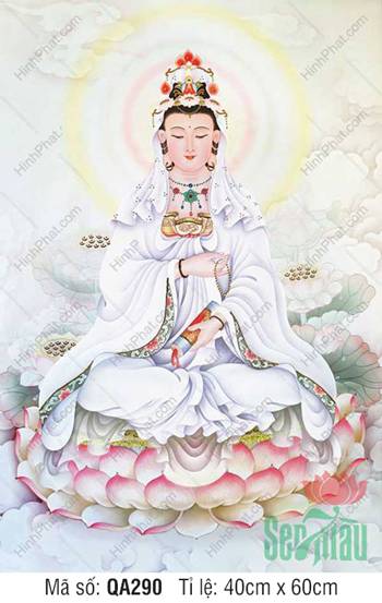 Hình Phật Mẹ Quan Âm QA290, dáng an tọa đài sen hồng