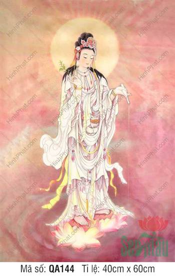 Hình Phật Quan Âm Bồ Tát QA144, dáng đứng trên sen hồng