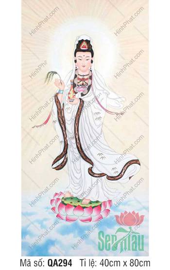 Hình Quan Âm Bồ Tát Đẹp QA294, dáng đứng trên đài sen
