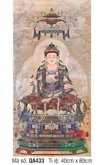 Hình Quan Âm Bồ Tát Đẹp QA433, tôn tượng tọa tòa báu linh thiêng