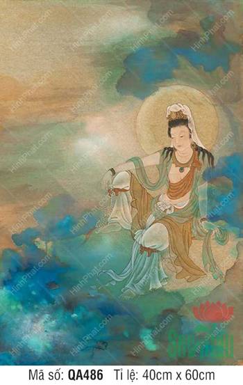 Hình Quan Âm Bồ Tát QA486, tôn ảnh tự tại phong cách họa cổ