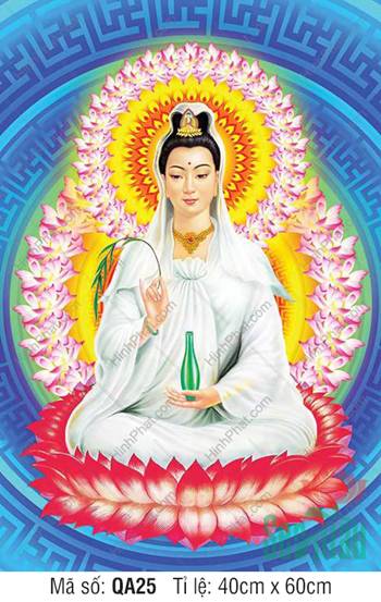 Hình Quan Thế Âm Bồ Tát Chất Lượng Cao QA25, đài sen vầng hoa