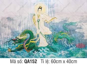 Hình Quan Thế Âm QA152, Quán Thế Âm cưỡi rồng xanh giữa sóng biển