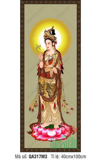 Hình Quan Thế Âm, Tranh Quan Thế Âm Đẹp QA317M3 ngự đài sen