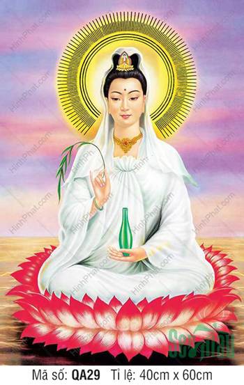 Quan Âm Bồ Tát QA29, ngự sen đỏ giữa bầu trời tím hồng