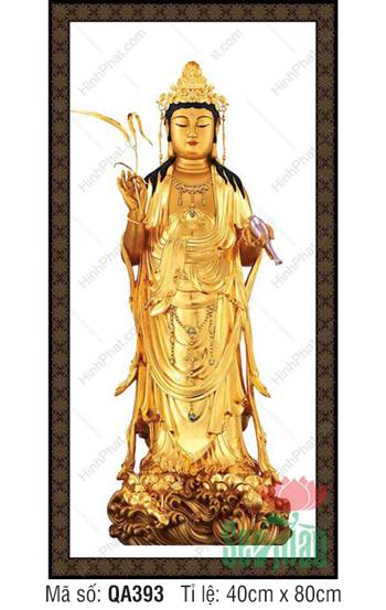 Quan Âm Bồ Tát QA393, tôn tượng dát vàng ngự đài sen báu