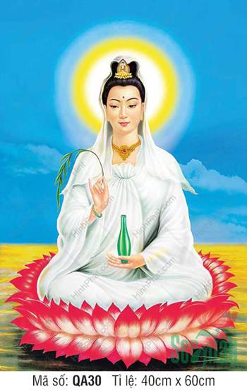 Quan Thế Âm QA30, Bồ Tát ngự đài sen đỏ trên biển vàng
