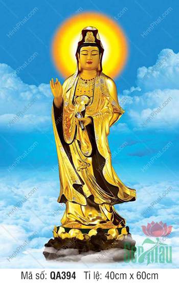 Quan Thế Âm QA394, tôn tượng dát vàng ngự giữa mây trời