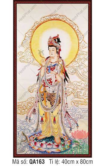 Tôn Ảnh Quan Thế Âm QA163, dáng đứng đài sen thanh nhã