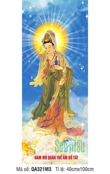 Tranh Phật Quan Âm Đẹp, Hình Quan Âm Đẹp QA321M3 ngự trời sao