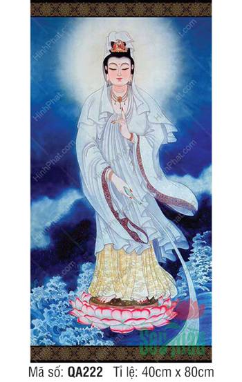 Tranh Quan Âm Bồ Tát Khổ Lớn Đẹp Nhất QA222, dáng rưới cam lộ