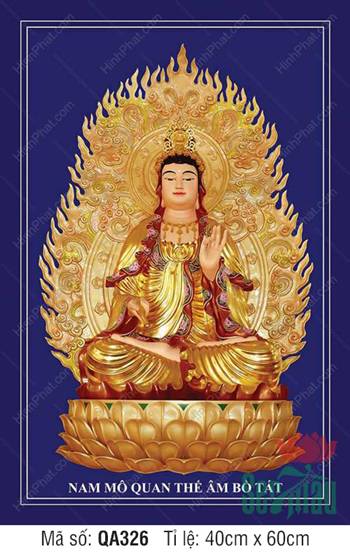 Quan Thế Âm QA326 an tọa đài sen vàng