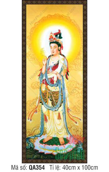 Quán Thế Âm QA354, tôn ảnh y phục trắng ngự mây vàng