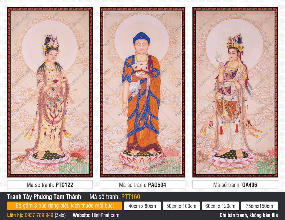 Bộ Hình Ảnh Đẹp Về Tây Phương Tam Thánh PTT160 Bộ Hình Ảnh Đẹp Về Tây Phương Tam Thánh PTT160 gồm ba bức tranh Phật đứng trên đài sen báu