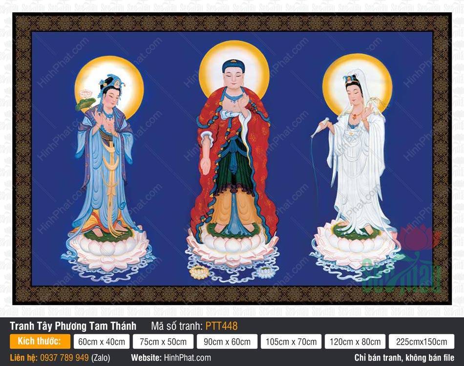 Bộ Hình Ảnh Đẹp Về Tây Phương Tam Thánh PTT448 Bộ Hình Ảnh Đẹp Về Tây Phương Tam Thánh PTT448 với Đức Phật mặc y đỏ đứng trên đài sen