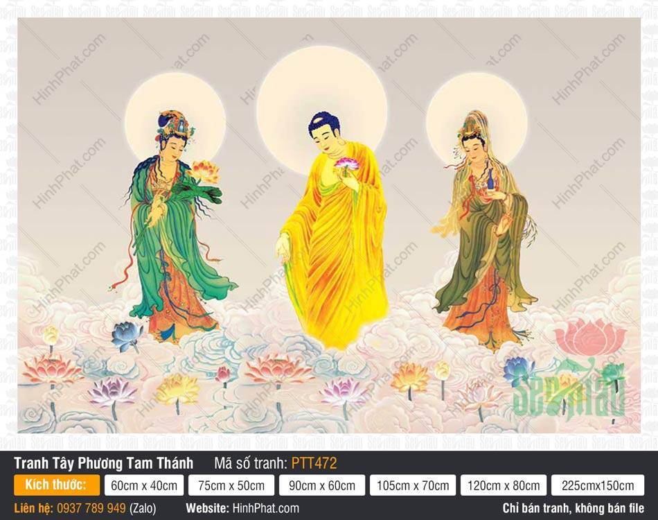 Bộ Hình Ảnh Đẹp Về Tây Phương Tam Thánh PTT472 Bộ Hình Ảnh Đẹp Về Tây Phương Tam Thánh PTT472 các Ngài đứng trên mây trắng thanh tịnh