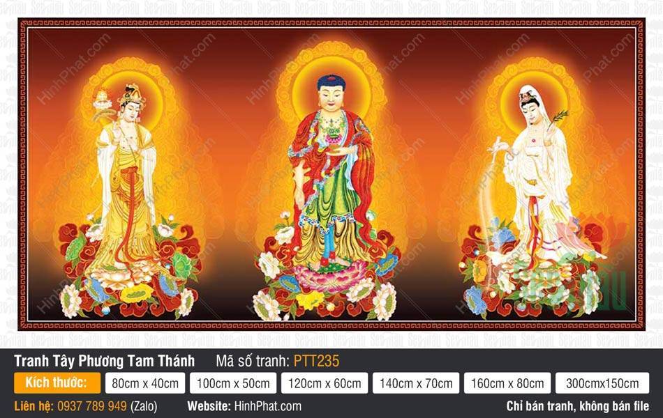 Hình Tây Phương Tam Thánh Chất Lượng Cao PTT235 Hình Tây Phương Tam Thánh Chất Lượng Cao PTT235 Ba Ngài đứng trên đài sen tỏa hào quang