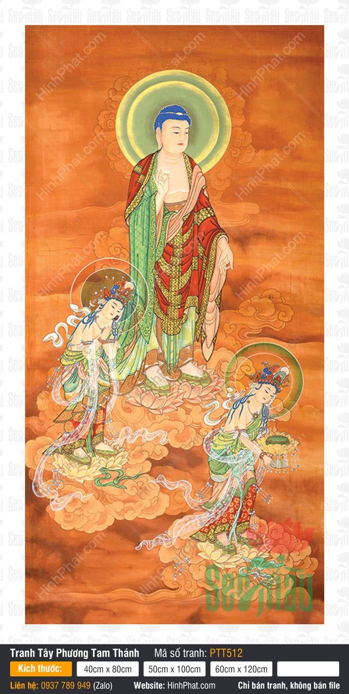 Tranh Tây Phương Tam Thánh Kích Thước Lớn PTT512, Tây Phương Tam Thánh, Tranh Tây Phương Tam Thánh, Buddha Tranh Tây Phương Tam Thánh Kích Thước Lớn PTT512, Tây Phương Tam Thánh, Tranh Tây Phương Tam Thánh, Buddha