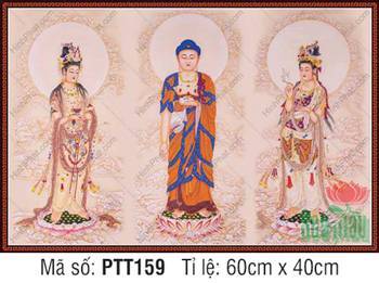 Ảnh Tây Phương Tam Thánh Khổ Lớn PTT159, Ba Ngài Đứng Đài Sen