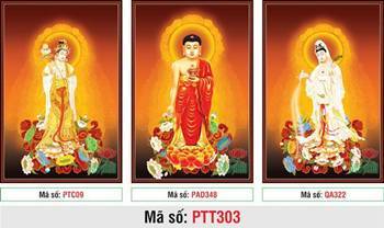 Ảnh Tây Phương Tam Thánh Khổ Lớn PTT303, tôn dung ba vị Phật đứng Ảnh Tây Phương Tam Thánh Khổ Lớn PTT303, tôn dung ba vị Phật đứng