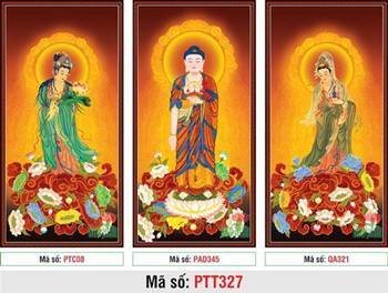 Ảnh Tây Phương Tam Thánh Khổ Lớn PTT327, sắc y rực rỡ trang nghiêm Ảnh Tây Phương Tam Thánh Khổ Lớn PTT327, sắc y rực rỡ trang nghiêm