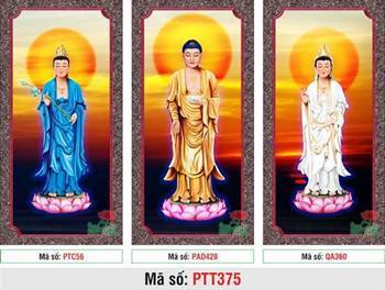 Ảnh Tây Phương Tam Thánh Khổ Lớn PTT375, Ba Ngài Ngự Đài Sen