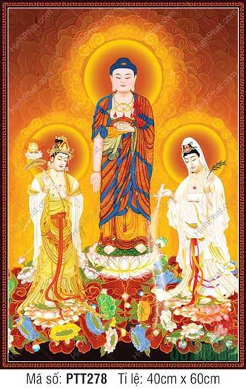 Ảnh Tây Phương Tam Thánh PTT278, Ba Ngài ngự trên tòa sen