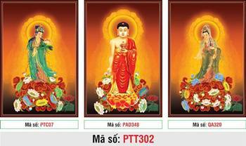 Ảnh Tây Phương Tam Thánh PTT302, bộ tượng đứng hào quang vàng rực Ảnh Tây Phương Tam Thánh PTT302, bộ tượng đứng hào quang vàng rực