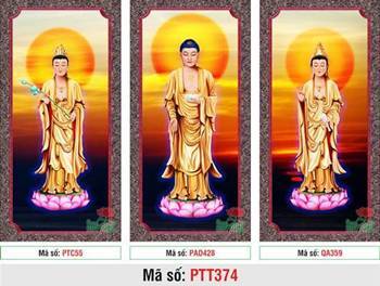 Ảnh Tây Phương Tam Thánh PTT374, vẻ đẹp vàng kim thoát tục