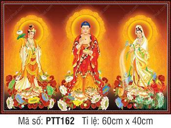 Hình Tây Phương Tam Thánh A Di Đà Phật PTT162, Ba Ngài Ngự Đài Sen Hình Tây Phương Tam Thánh A Di Đà Phật PTT162, Ba Ngài Ngự Đài Sen