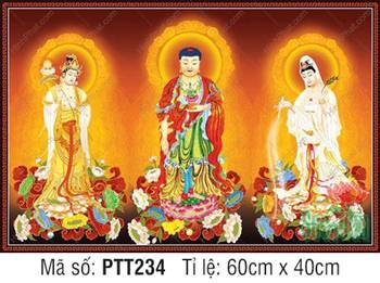 Hình Tây Phương Tam Thánh A Di Đà Phật PTT234, ba vị đứng đài sen Hình Tây Phương Tam Thánh A Di Đà Phật PTT234, ba vị đứng đài sen