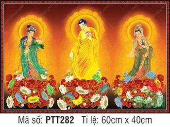 Hình Tây Phương Tam Thánh A Di Đà Phật PTT282, ánh hào quang rực rỡ Hình Tây Phương Tam Thánh A Di Đà Phật PTT282, ánh hào quang rực rỡ