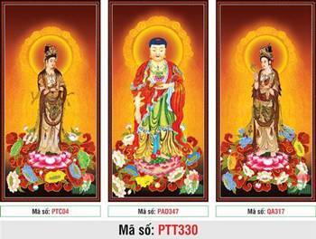 Hình Tây Phương Tam Thánh A Di Đà Phật PTT330, ba vị ngự đài sen Hình Tây Phương Tam Thánh A Di Đà Phật PTT330, ba vị ngự đài sen