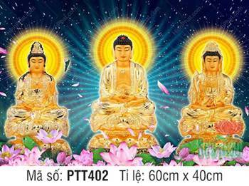 Hình Tây Phương Tam Thánh A Di Đà Phật PTT402, tôn tượng sắc vàng Hình Tây Phương Tam Thánh A Di Đà Phật PTT402, tôn tượng sắc vàng