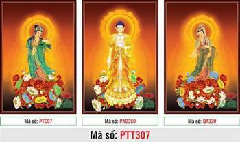 Hình Tây Phương Tam Thánh Chất Lượng Cao PTT307, ba vị ngự đài sen Hình Tây Phương Tam Thánh Chất Lượng Cao PTT307, ba vị ngự đài sen