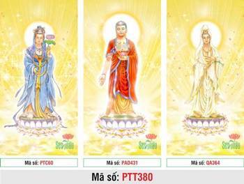 Hình Tây Phương Tam Thánh Đẹp PTT380, sắc y rực rỡ thoát tục