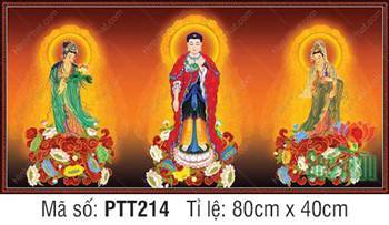 Hình Tây Phương Tam Thánh Khổ Lớn PTT214, hào quang tỏa sáng Hình Tây Phương Tam Thánh Khổ Lớn PTT214, hào quang tỏa sáng