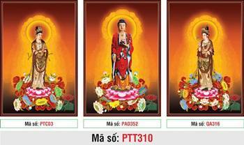 Hình Tây Phương Tam Thánh Khổ Lớn PTT310, Phật y đỏ uy nghiêm Hình Tây Phương Tam Thánh Khổ Lớn PTT310, Phật y đỏ uy nghiêm