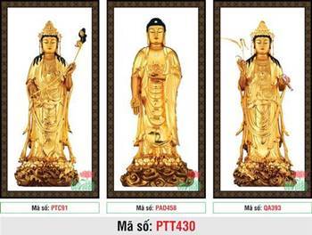 Hình Tây Phương Tam Thánh Khổ Lớn PTT430, sắc vàng đồng uy nghi Hình Tây Phương Tam Thánh Khổ Lớn PTT430, sắc vàng đồng uy nghi